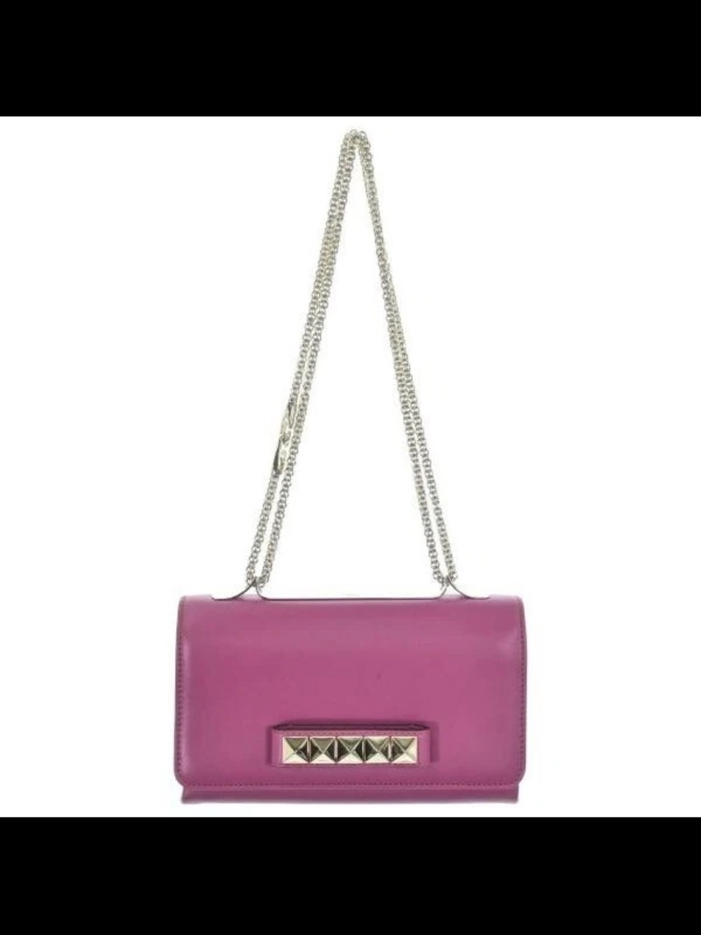 Valentino Garavani Pink Leather Chain Shoulder Bag with Pyramid Studs